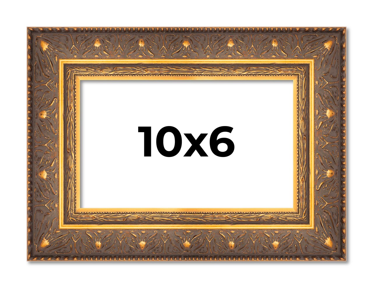 Photo Size Museum Gold Picture Frame - UV Acrylic, Foam Board Backing, Hanging Hardware